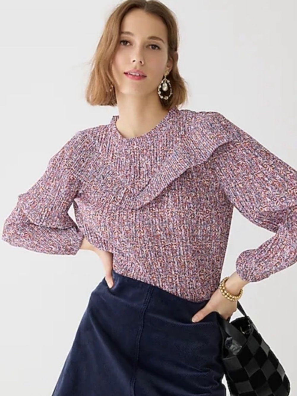 $158 J. Crew Chiffon Crinkle Pleated Blouse Floral Garden Size S-M Couture